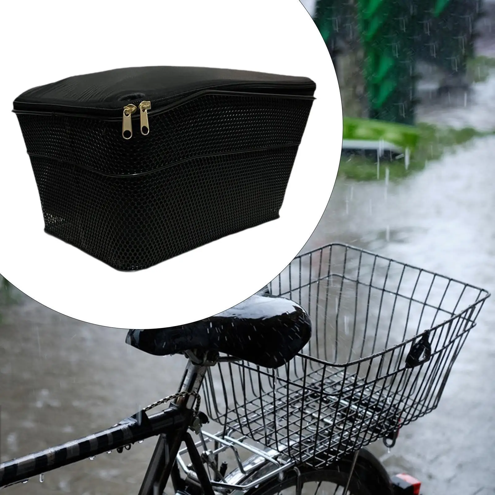 Bike Rear Basket Rear Bike Cargo Rack, Container Takeaways Carrier Iron Rear Bicycle Basket for Shopping Bike Accessories