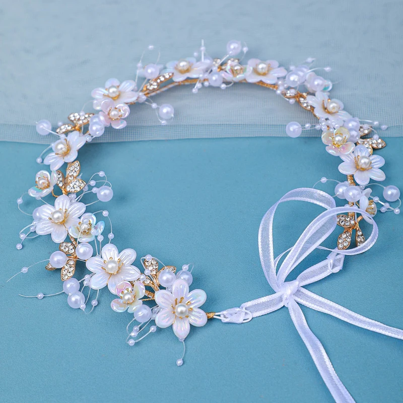 Romantic & Elegant Iridescent Butterfly & Shell Floral Headband – Beach Accessory, Bridal/Wedding, or Princess Birthday Gift view 4