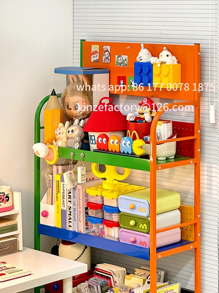 Customizable Dopne ing Floor-Standing Iron Art Storage Ra Multi-Layer Book And Miscellaneous Item Organizer for Living Room
