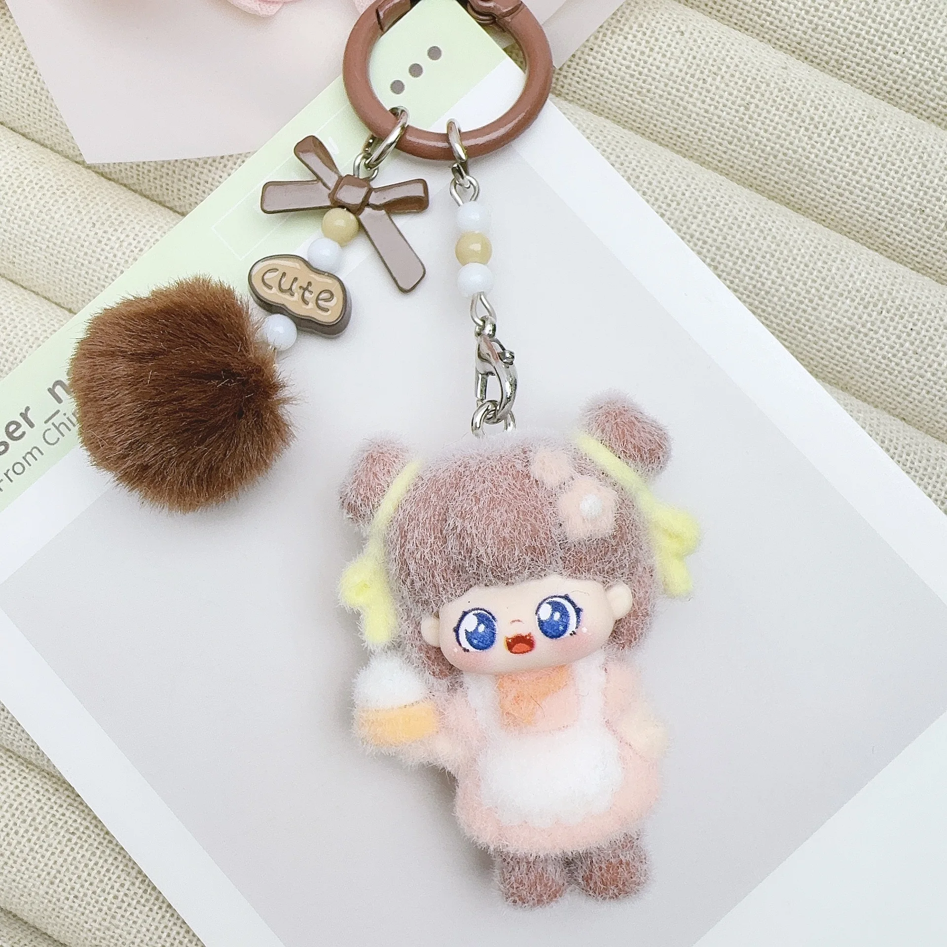 

for Baby Three Keychains Cute on The Phone Charm Valentine's Day Wedding Gift Keyring Pendant Key Chain