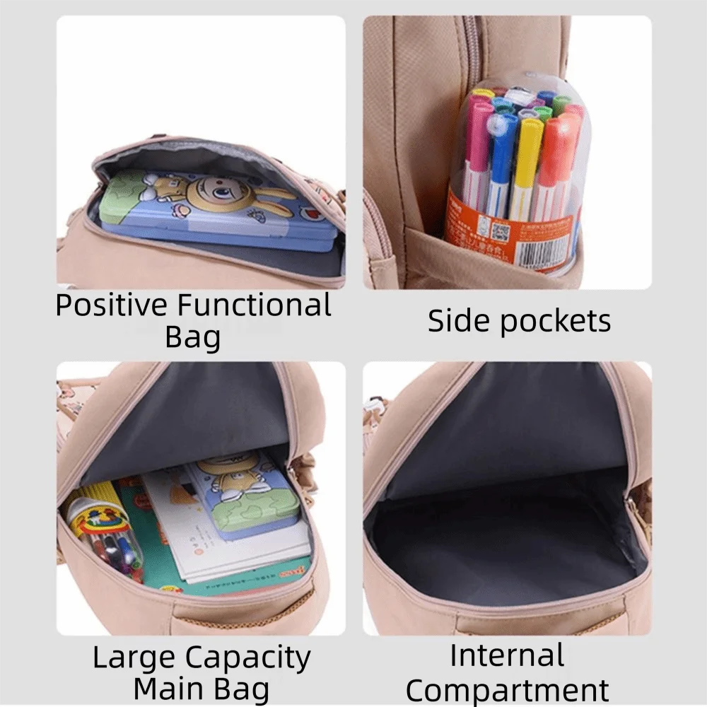 Large Capacity Cute Kids Backpacks Adjustable Straps Zipper Double Shoulder Bag Fashionable Lightweight Cartoon Nursery Backpack