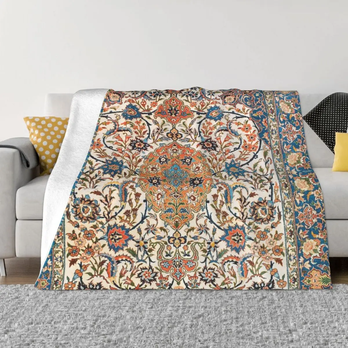 Isfahan Antique Central Persian Carpet Home Bed Blanket Winter Blankets Thin Wadding Blanket Throw Blanket