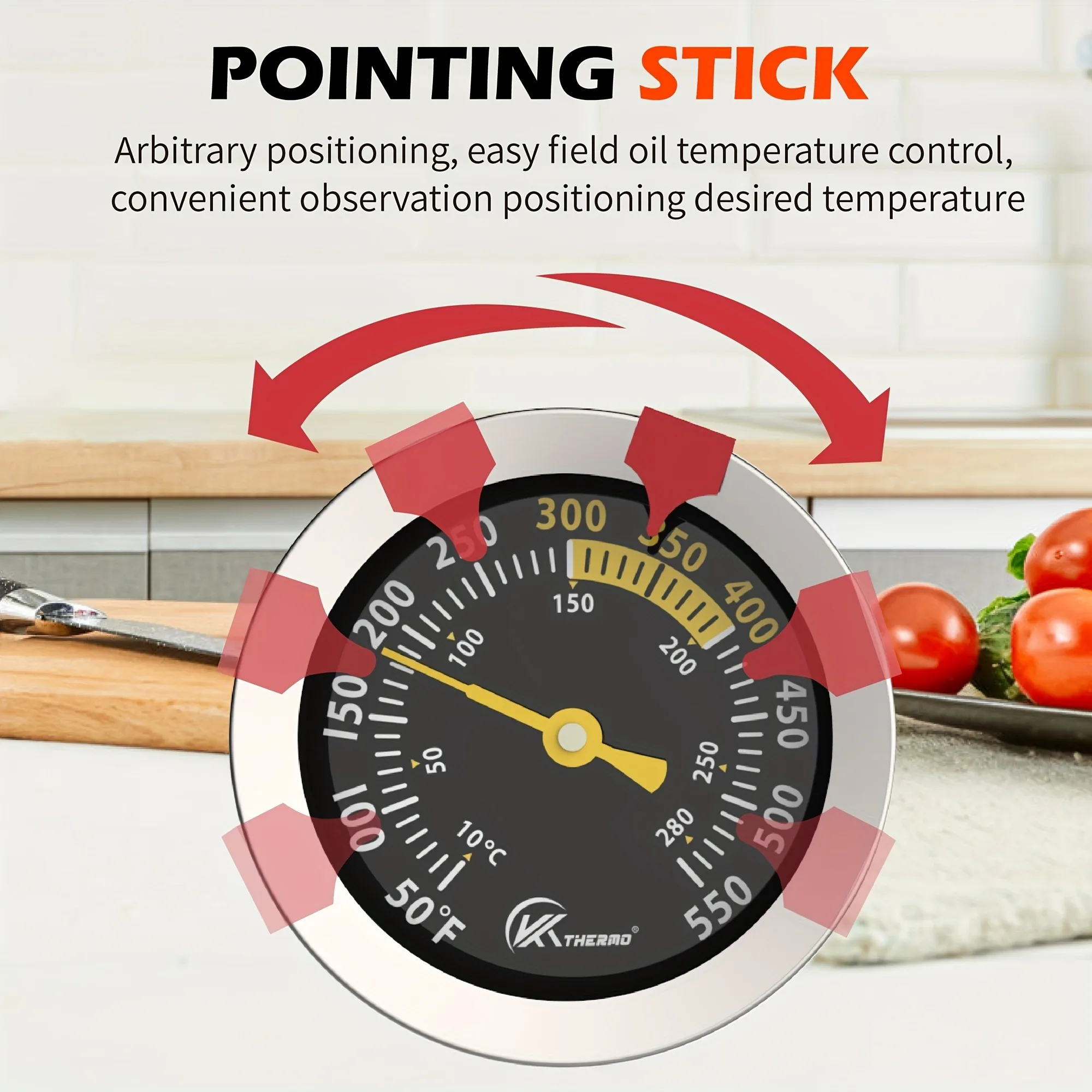 KT THERMO Grill Thermometer Barbecue Charcoal Smoker Temperature Gauge Grill Pit Replacement Thermometer for BBQ Meat Cooking