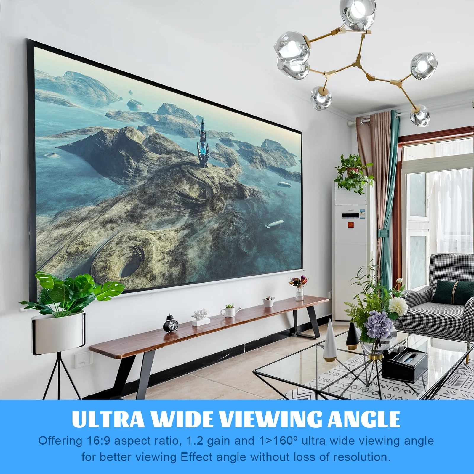 135Inch 16:9 HD Projector Screen,Home Cinema Theater,Premium Indoor Outdoor Movie Screen,Aluminum Fixed Frame