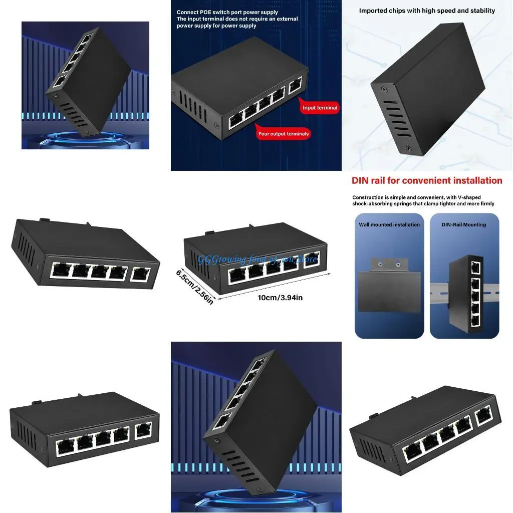 

H9EB 100M 5 Port POE HUB Networking Device 1 Input 4 output Ethernet Support Extender Switcher 100m Standard