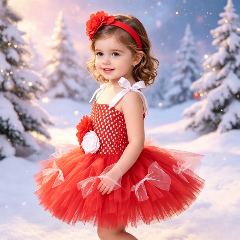 Children's Christmas Princess Dress, fluffy and soft tulle maxi skirt, an exquisite formal gown suitable for Halloween