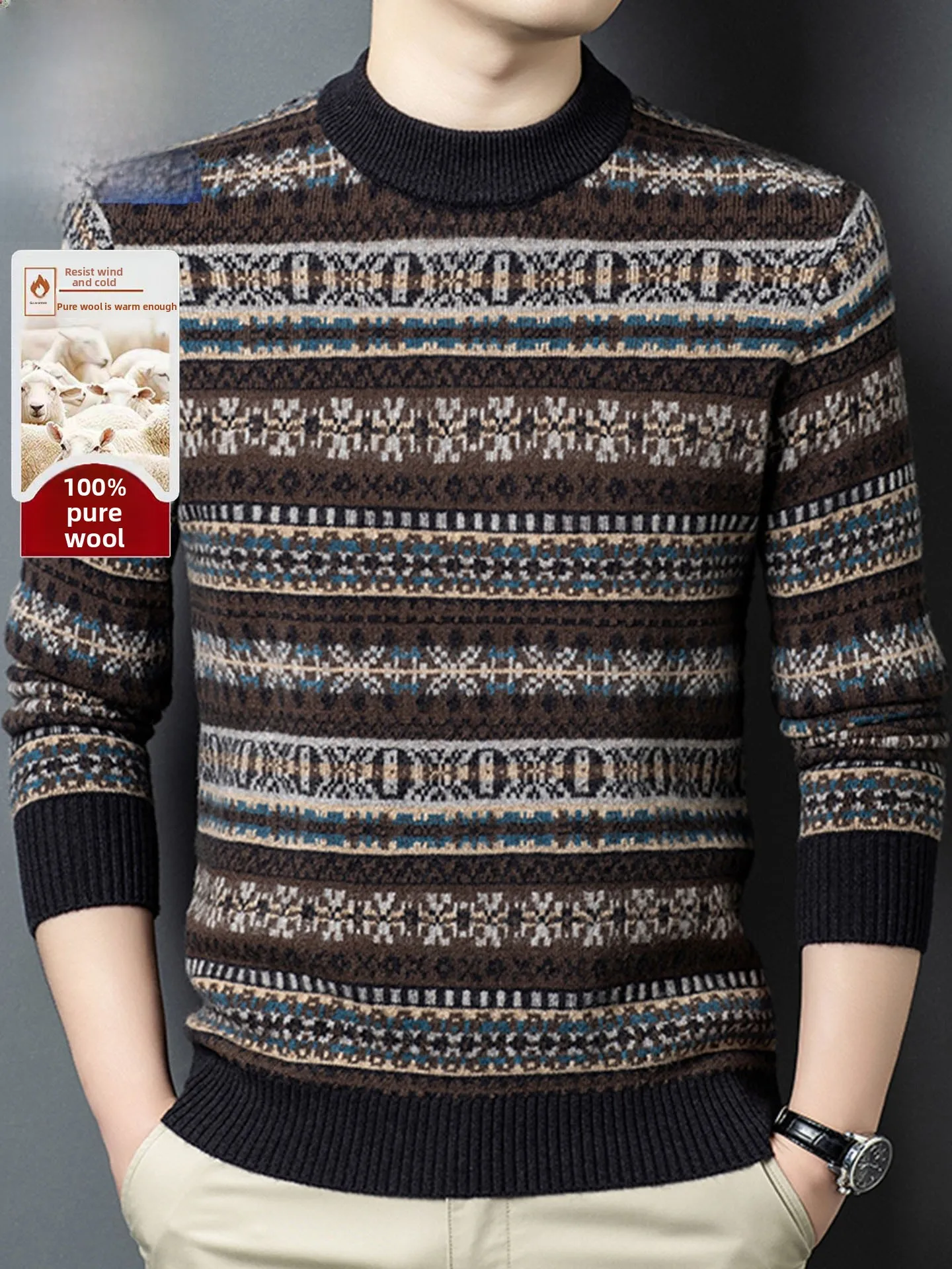 

Thiened Winter Knitted Woolen Sweater for Men TUCANO Brand Casual Sle f High Collar Warm Base Layer Soft Wool Fabric
