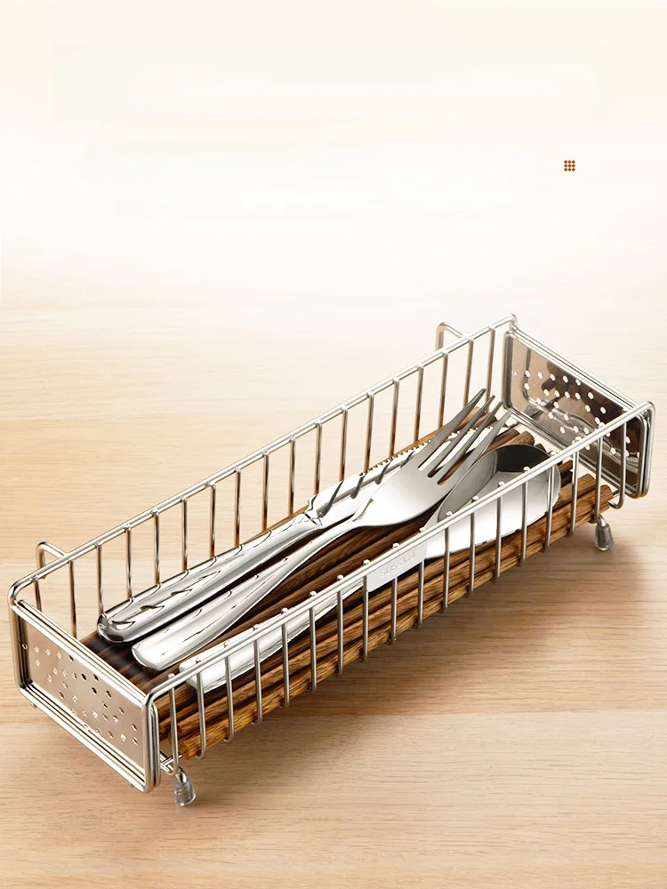 

Stainl Steel 304 Cutlery Organizer Kitchen Home Use Spoon Storage Box Fast Placement elf Drainage Chopstis Box Holder