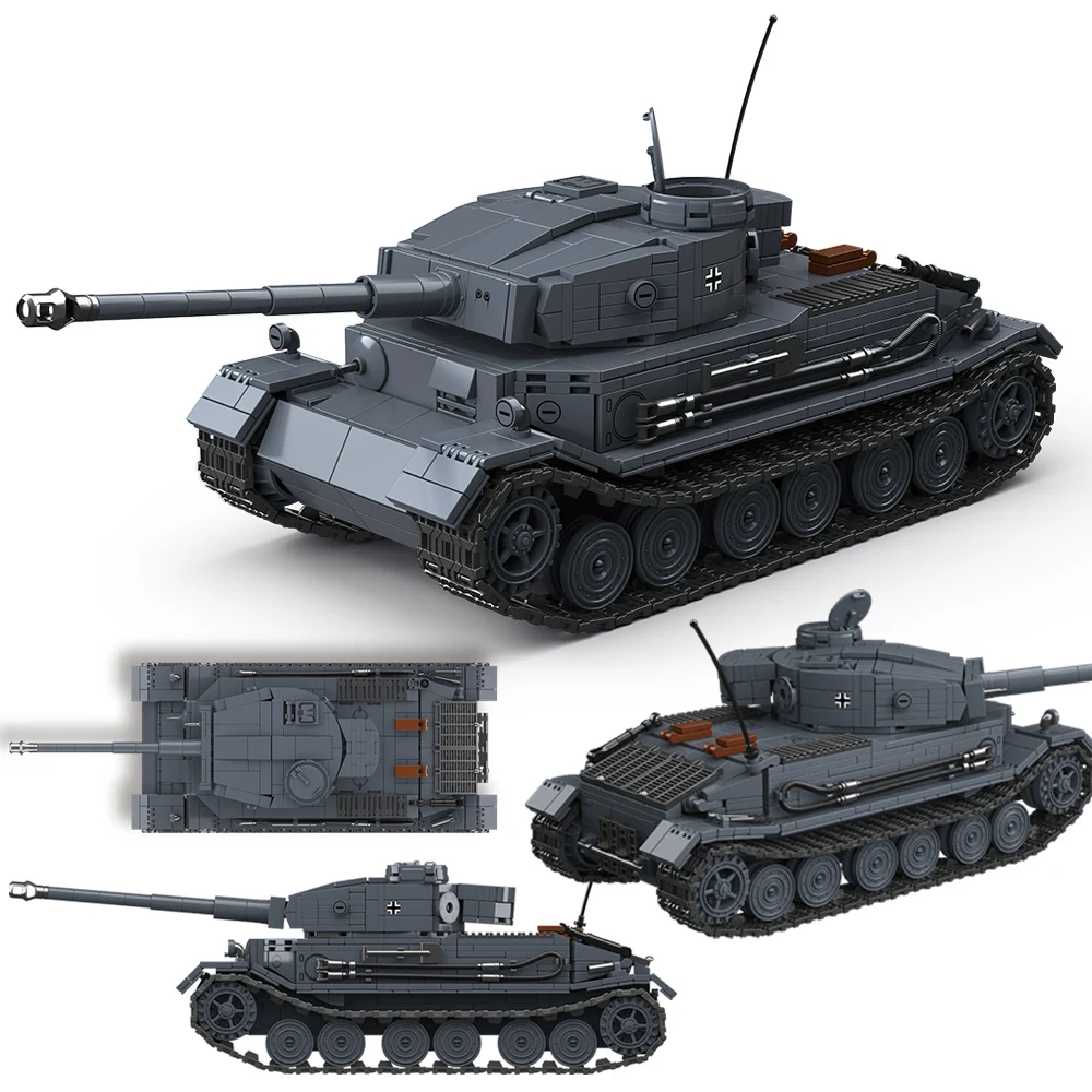 

World War 2 WW2 Army Military Soldiers Panzerkampfwagen VI Tiger Heavy Tank Assemble Building Blocks Bricks Toys Kids