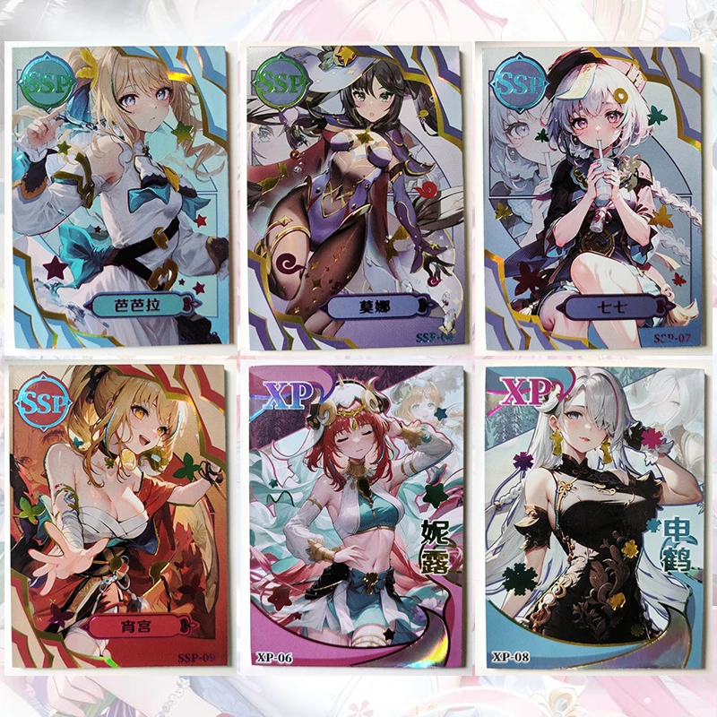 Tarjetas Coleccionables Anime Goddess Story SSP XP, Tarjetas Raras Limitadas de Personajes como Barbara, Mona, Xiao, Qiqi, Shenhe, Yoimiya, Nilou