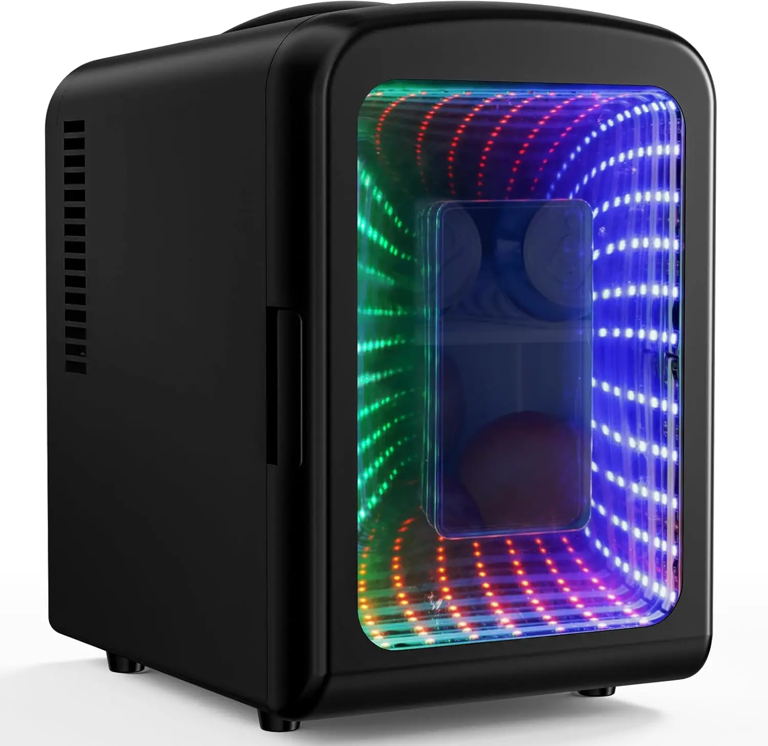

Portable Mini Fridge with Gaming Light, 4L Capacity for Bedroom, Car, Office - Black Cooler