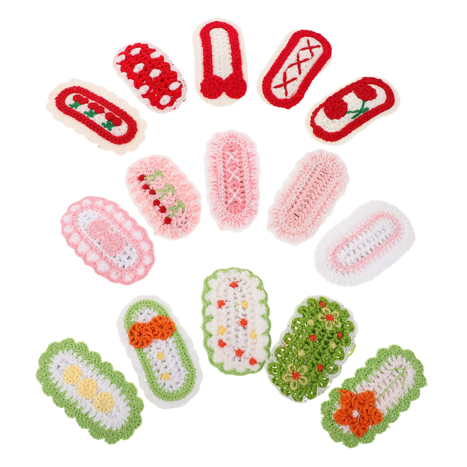 

15pcs Small Barrettes For Girls Crochet Knitted Floral Snap Hairpins Baby Girl Party Wear Hair Accessories Toddler Kids Flower