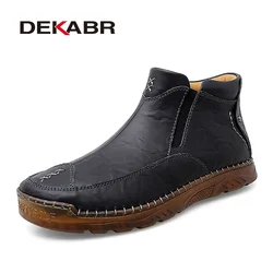 DEKABR Ankle Boots Men Leather Casual Boots British Style Fashion Comfortable Mens Shoes Big Size Men Boots 47