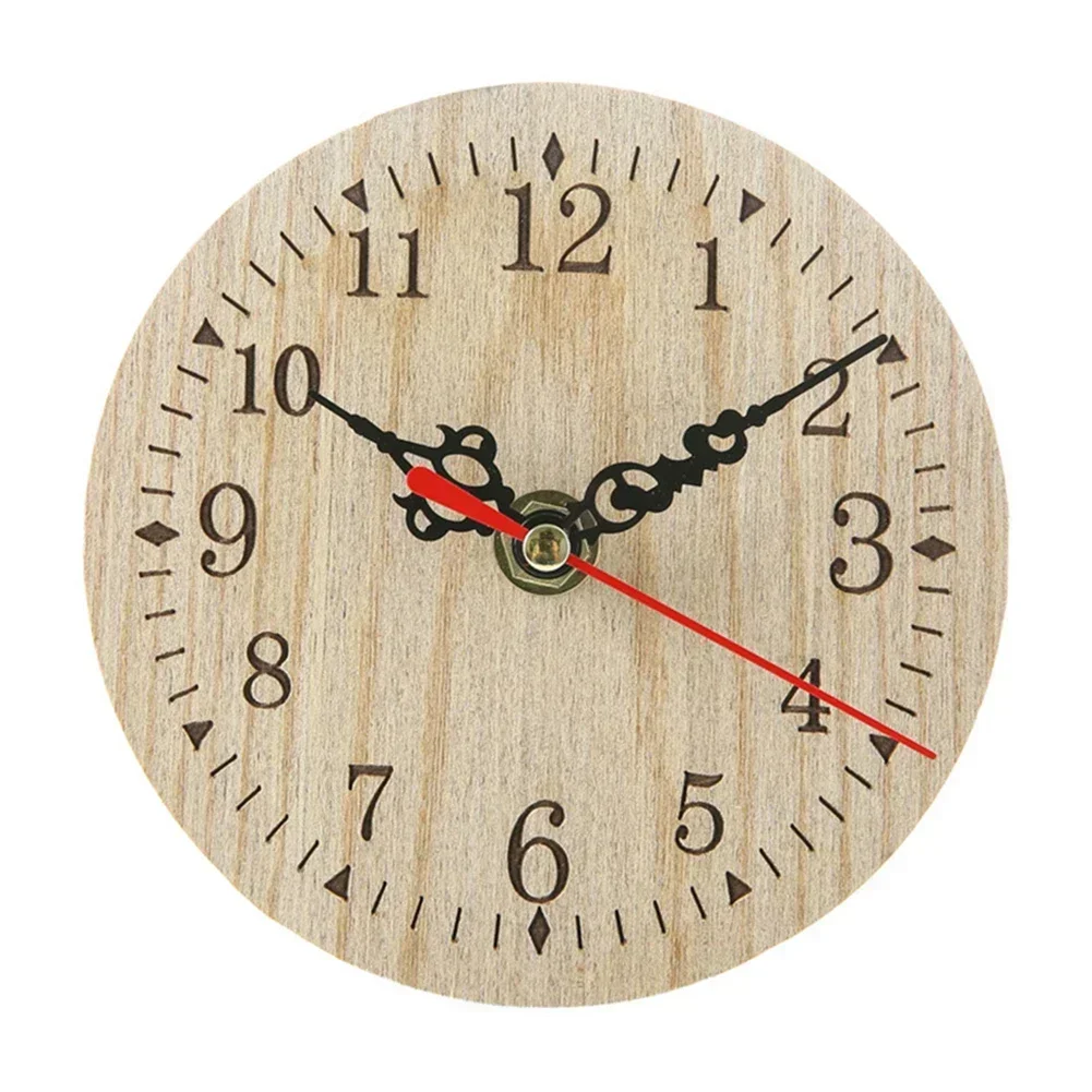 Practical Versatile Placement Wall Clock Clock 12cm Classic Retro Decorative Hang Wall Clock Wooden Wall Clock