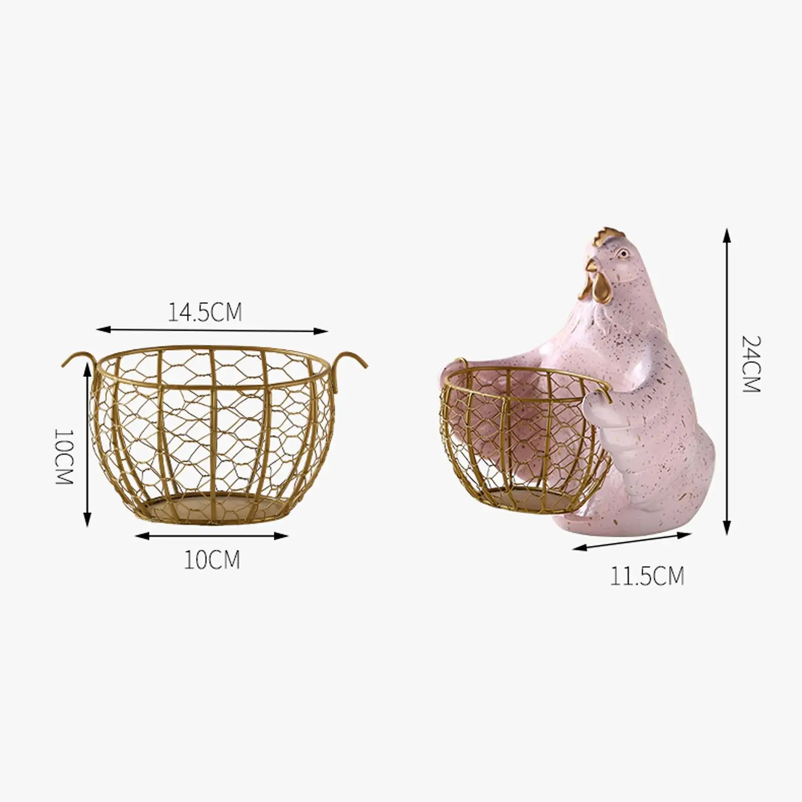 Wire Baskets Hen Ornament Organizer Egg Holder for Pantry Kitchen Organizing