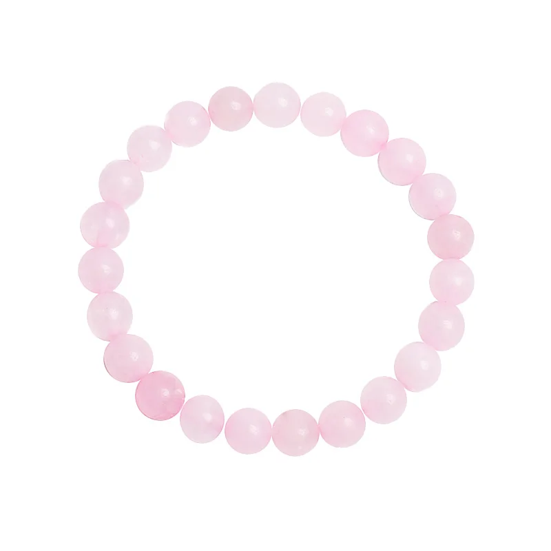 Rose Quartzs Bracelet Pink Crystal Natural Stone Beads Bracelets Madagascar Round Bead Stretch Healing Lovers Women Jewelry Gift