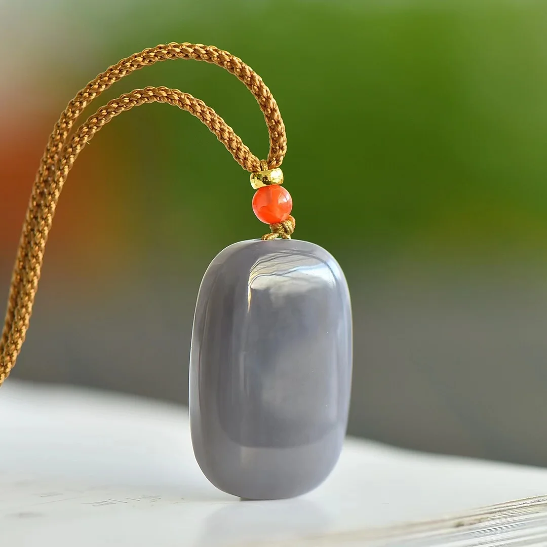 Exquisite Hetian Jade Qinghai Material Smoke Purple  Safe and Sound Sign Pendant Jewelry 1125#