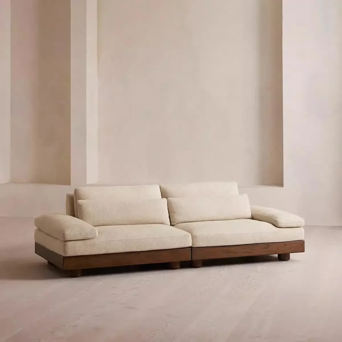 Wabi Sandy Wind Living Room Solid Wood Fabric Sofa Nordic Simple Designer Hotel Model Room Homestay Double Triple Sofa