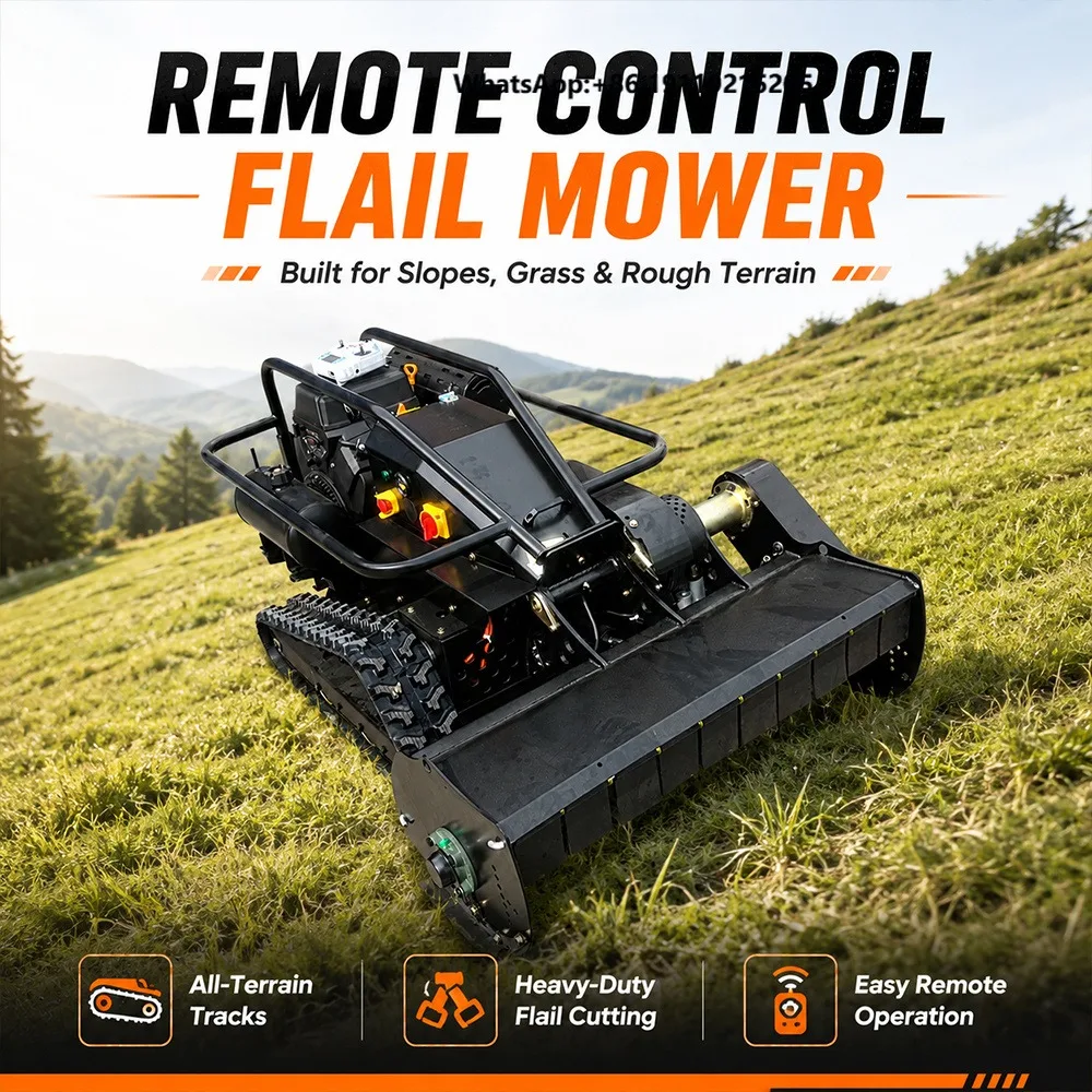 Factory Price 800mm 1000mm Crawler Flail Mower Remote Control Grass Cutting Machine CE EPA