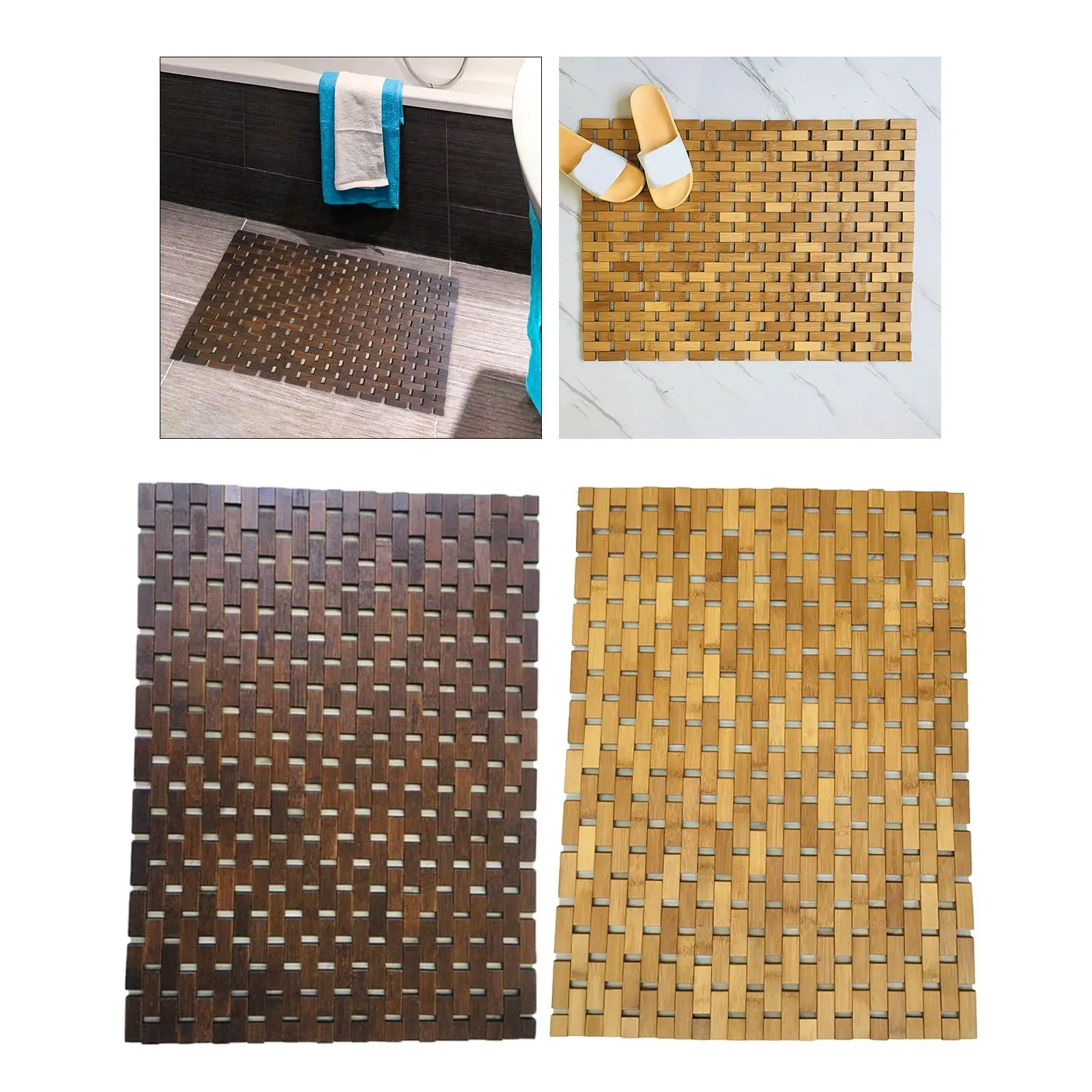 Bamboo Wood Bath Mat , Rug, Bathmat for Bathtub, Spa, Sauna Floor, Shower Door Step