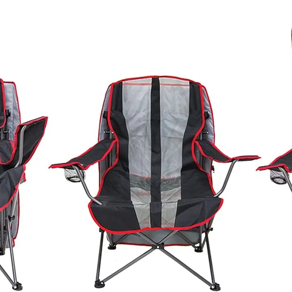 Collapsible Canopy Chair for Outdoor Adventures, Grey and Red