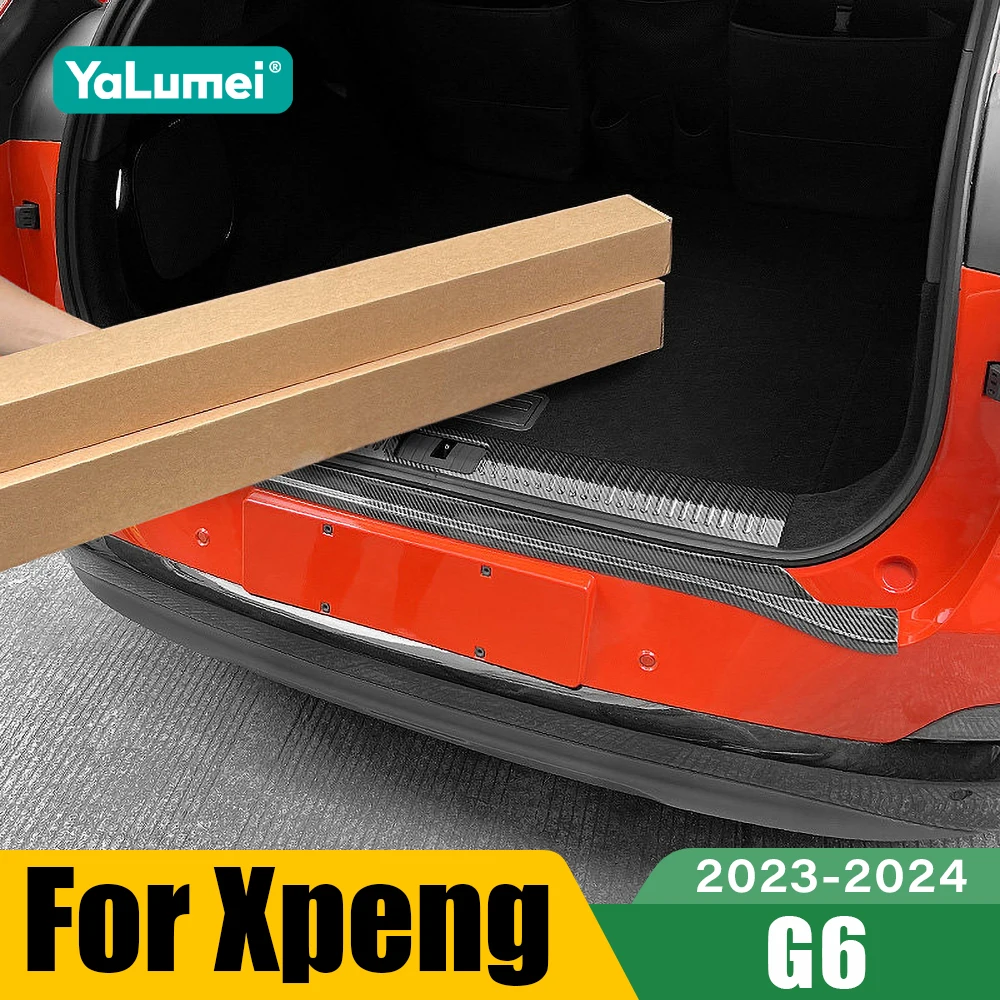 Für Xpeng G6 2023 2024 Heckklappen-Einstiegsleiste Kohlefaser-Optik Trittschutzplatte Pedalverkleidung Auto-Außenzubehör