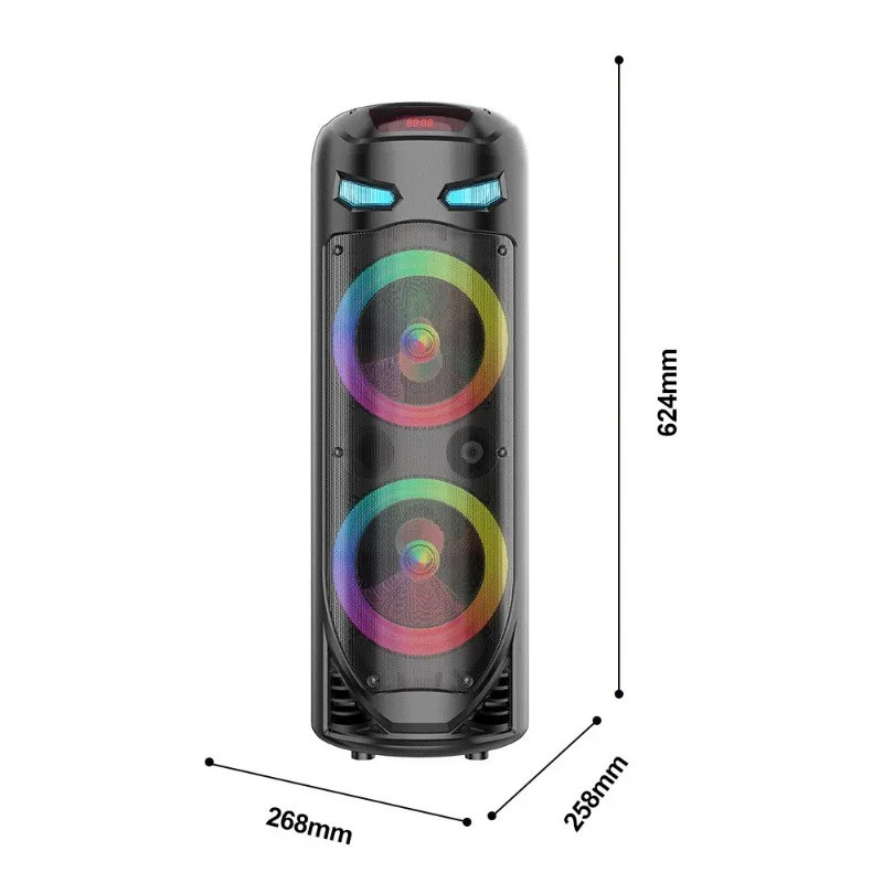 

Беспроводная Bluetooth-колонка SING-E ZQS8237 с двумя 8-дюймовыми динамиками, мощностью 100 Вт, супербасами, RGB-подсветкой и беспроводным микрофоном