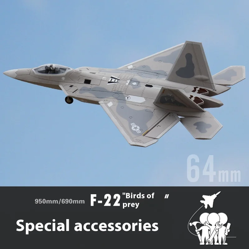 FreFukF-22 64mm Raptor Accessoires d'avion, Fuselage, Ailes principales, Cockpit, Ailes de queue, Stickers de train d'atterrissage