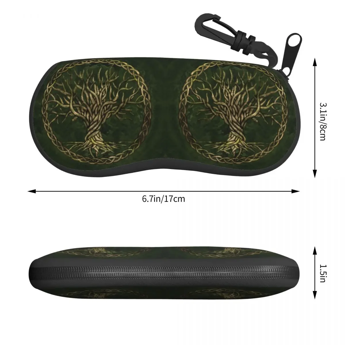 Green And Gold Tree Of Life Sunglasses Soft Case Neoprene Zipper Viking Yggdrasil Shell Eyeglass Case Protective Box For Glasses