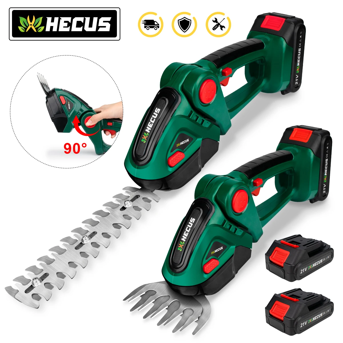 HECUS 2 in 1 Electric Hedge Trimmer 20000rpm Handheld Household Lawn Mower Garden Scissors Power Tool For Makita 18V Battery