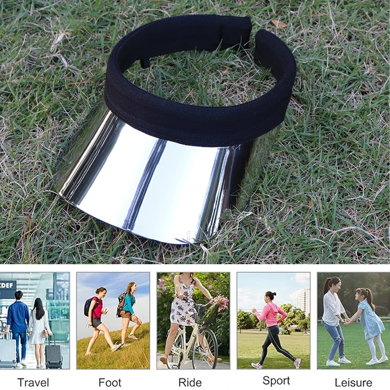 UV 400 Silver Gloss Empty Top Ladies Male Golf Cap Sun Visors for Yoga Sport Travel Tennis Driving Visor Casual Leisure Sunblock