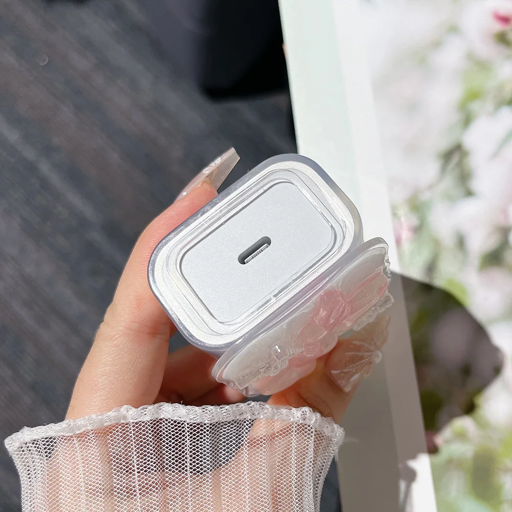 كريستال الوردي فراشة شحن كابل البيانات حامي اللفاف الملحقات آيفون 18/20 واط الكرتون شاحن الغطاء الواقي بت #2