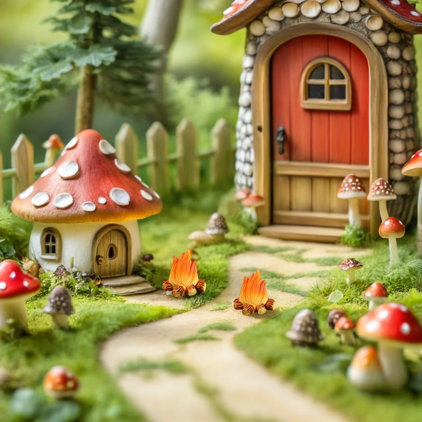 

10Pcs Resin Fake Fire Decoration Mini Campfire Ornament for Micro Landscape DIY Scene Building Photography Prop Accessory