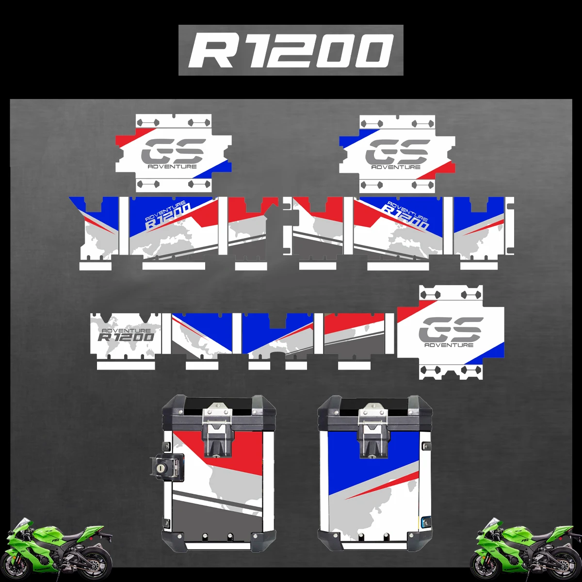 

Motorcycle Stickers For BMW R1200GS R1200 GS 2004-2023 2022 2021 ADV Decorative Alloy Box Sticker Decal Set aluminium pannier