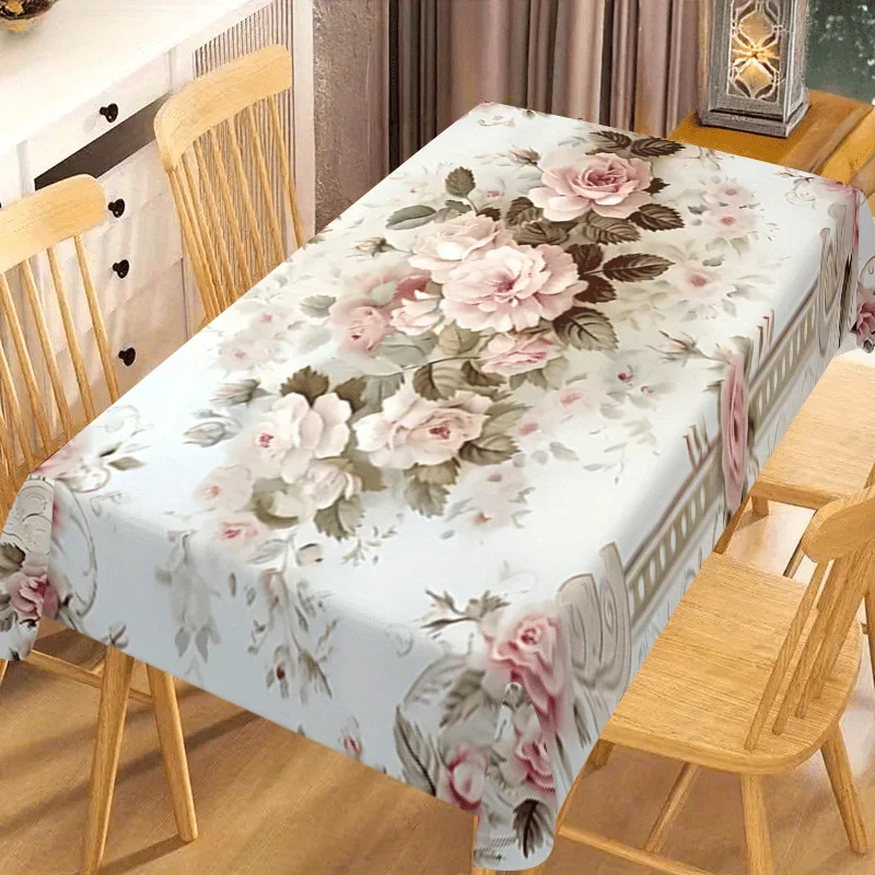 Product: 1 piece of elegant spring floral tablecloth, polyester fabric tablecloth, perfect for partieszyc