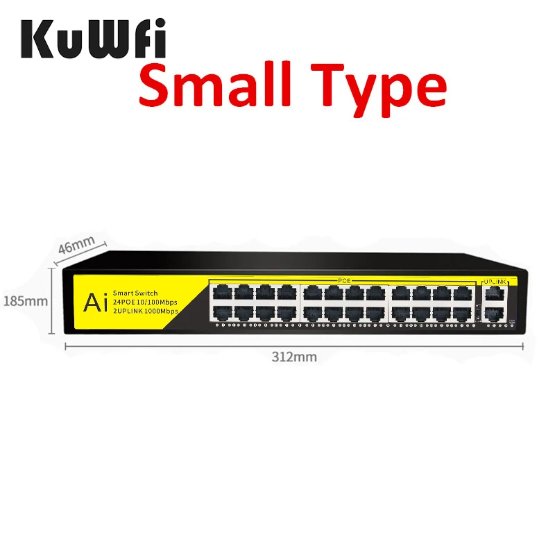 24 portas gigabit switch 1000mbps poe switch, rede de desktop inteligente power over ethernet injectorextender 250m, 2 portas uplink 1 sfp