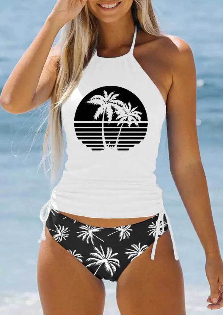 Women\'s Bathing Suit Coconut Drawstring Side Halter Neck Tankini Set Summer Beach Wear Cute Swimwear Fashion Swimsuit 2023 New