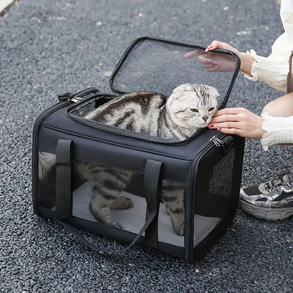 2024 Pet Bag Going Out Portable Bag Foldable and Breathable Cat Bag Large Capacity Two Small Cats for Going Out Car Carrying Dog