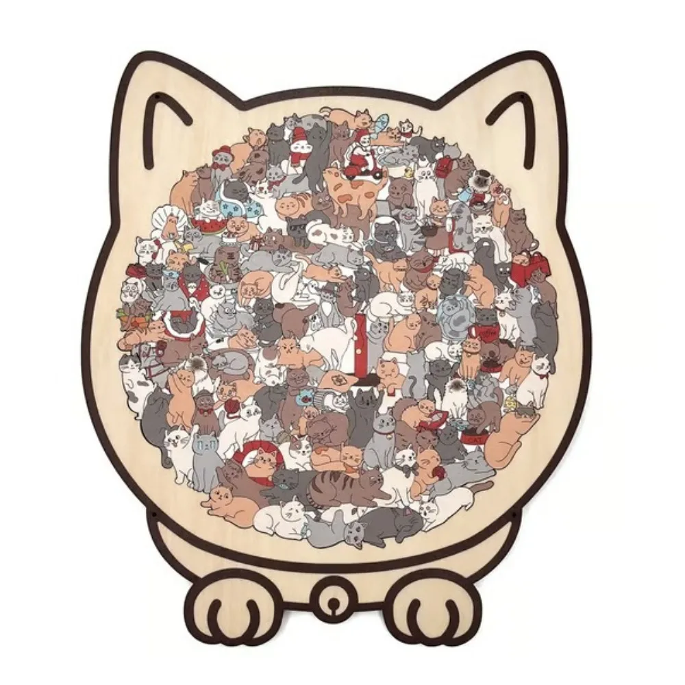 135-piece Morandi-colored Cat-shaped Puzzle with Cat Silhouette Frame Cat Puzzle Ornaments Cut Cat Pieces Macaron Color