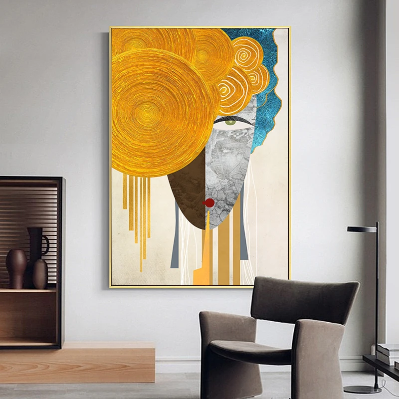 

Modern Figure Abstract Geometric Canvas Painting Contemporary Art Poster Print Faces Wall Art Picture for Living Room Home Decor