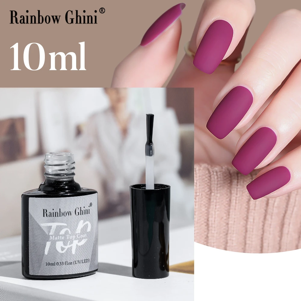 Rainbow Ghini 10ml matte top coat gel Nail Polish Lacquer Semi-permanent Varnish Base Top Coat All for Art manicure Decoration