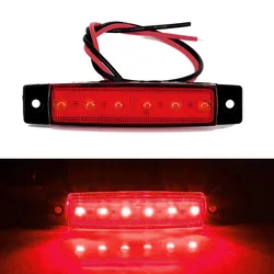 2pcs 6 LED DC 12V Red Sealed Turn Brake Stop Tail Light For Truck Trailer RV Boat  Waterproof ABS Marker Lights