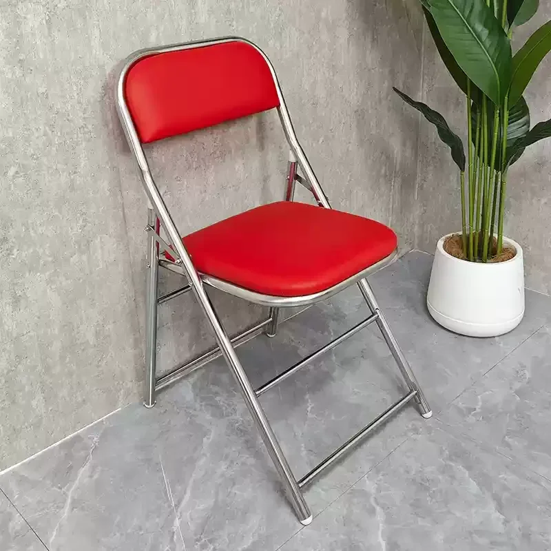 2025 new thickened stainless steel chair foldable chair with backrest stool household mahjong machine old-fashioned seat