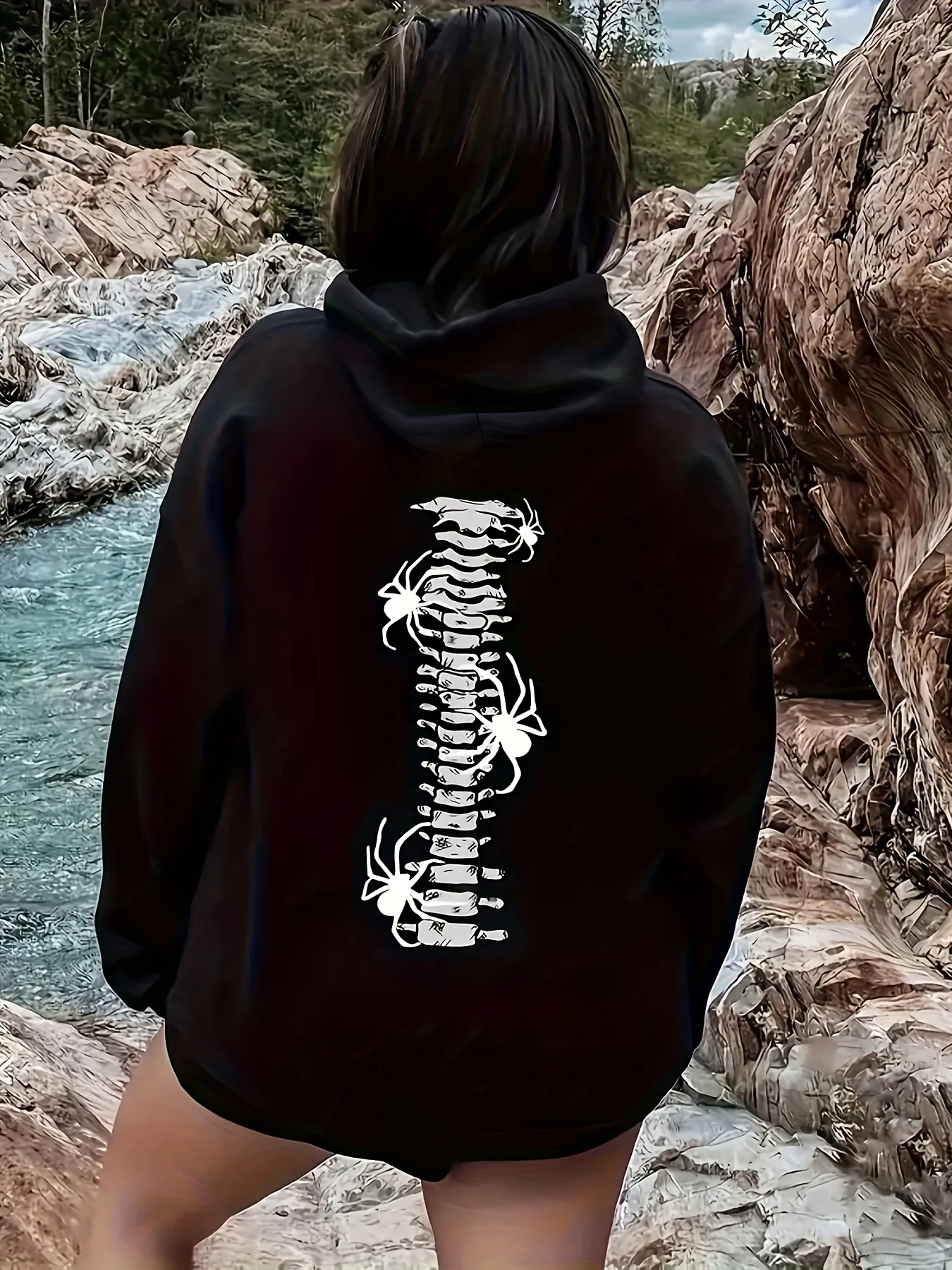 

Skeleton Graphic Printing Autumn and Winter Pure Cotton Men's and Women's Hoodies Casual Outdoor Street Sports Loose Training