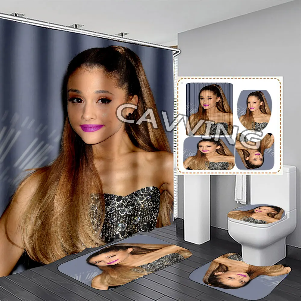 Ariana Grande 3D Printed  Shower Curtains Waterproof Bathroom Curtain Anti-slip Bath Mat Set Toilet Rugs Carpet   F01