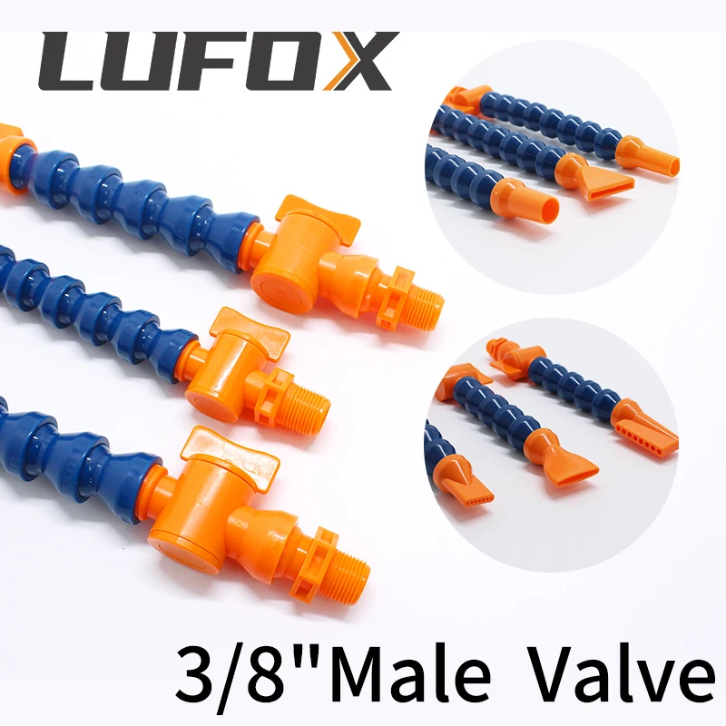 

G3/8" Male Valve Plastic Flexible Water Oil Coolant Tube Hose with Swith Adjustable Pipefor CNC Milling La Cooling Pipe NPT3/8"