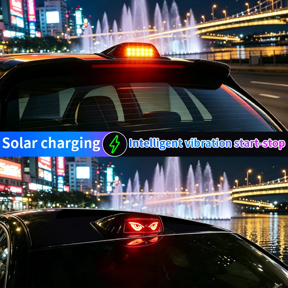 Solar-powered LED Car Roof LiDAR Decorative Cover Light Anti-collision Warning Strobe Navigation Light Modification Universal