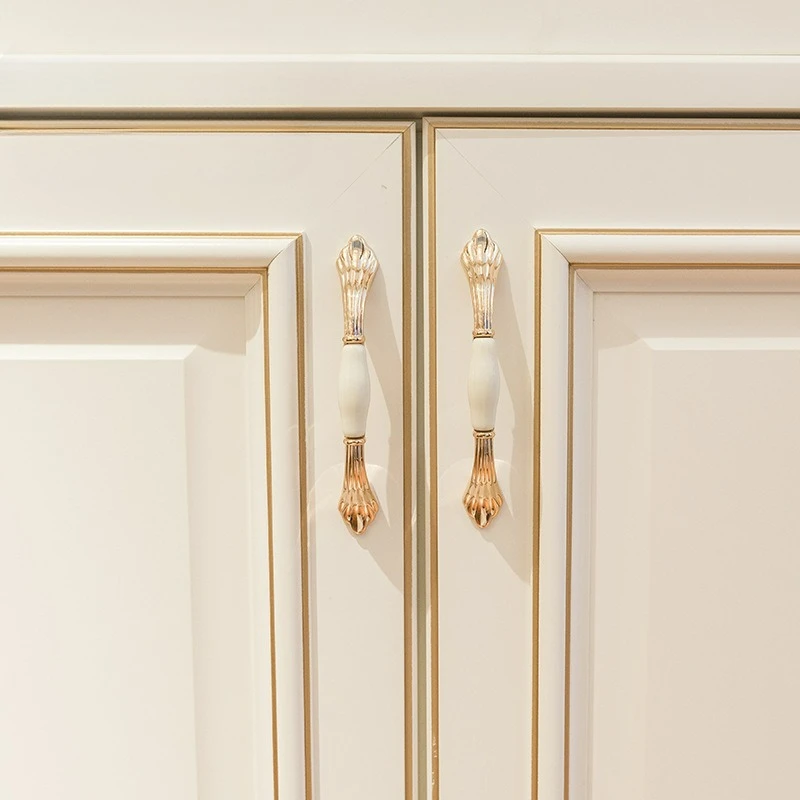 1PC  Light Luxury Door Handle, Cabinet Door, European Style Cabinet Handle, Drawer, Wardrobe, Ceramic Handle