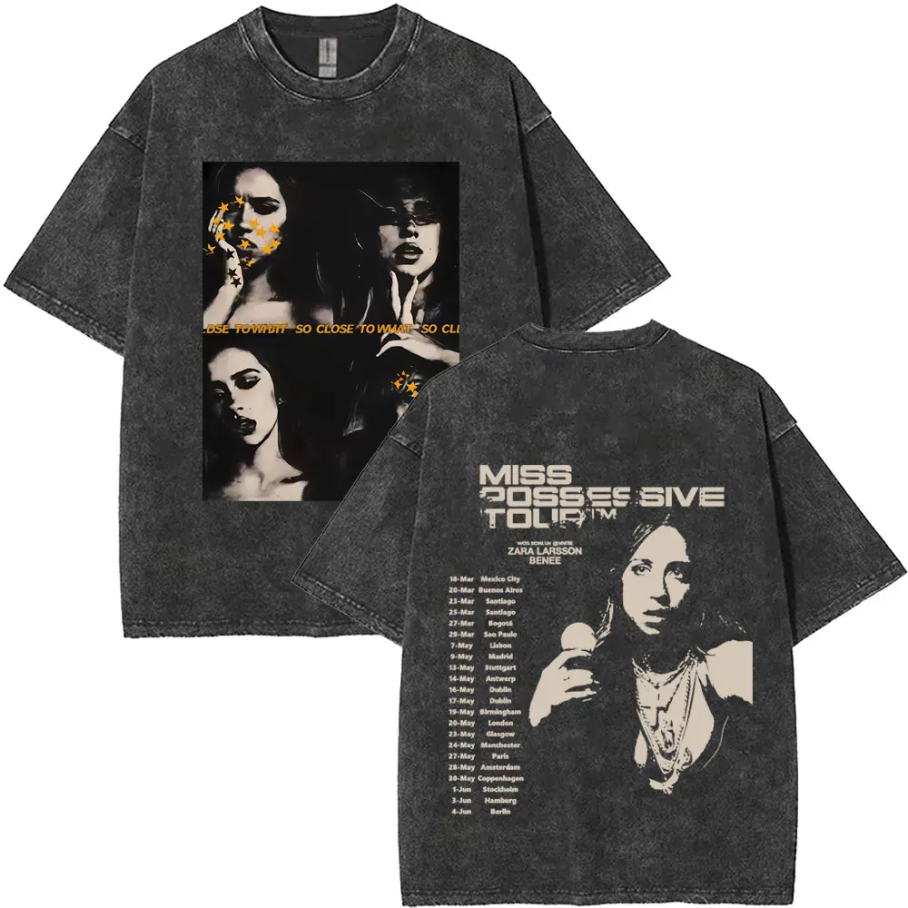 Washed Vintage Tate Mcrae Face Graphic T-shirt So Close To What Miss Possessive 2025 World Tour T Shirt Unisex Oversized Tshirt - Image 6