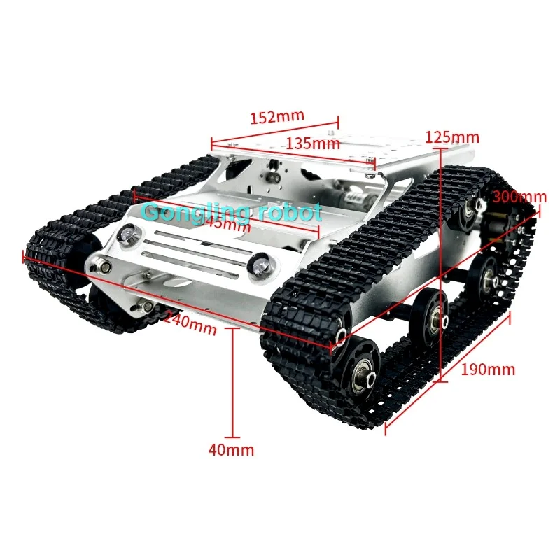 Smart Robot Car Tank Chassis Kit Aluminium Groot Platform met 2WD Motoren voor Arduino/Raspberry Pi DIY Afstandsbediening Robot